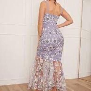 Chi Chi London NWT Blue Peplum Embroidered Lace Bodycon Dress Sz UK 8/US 4